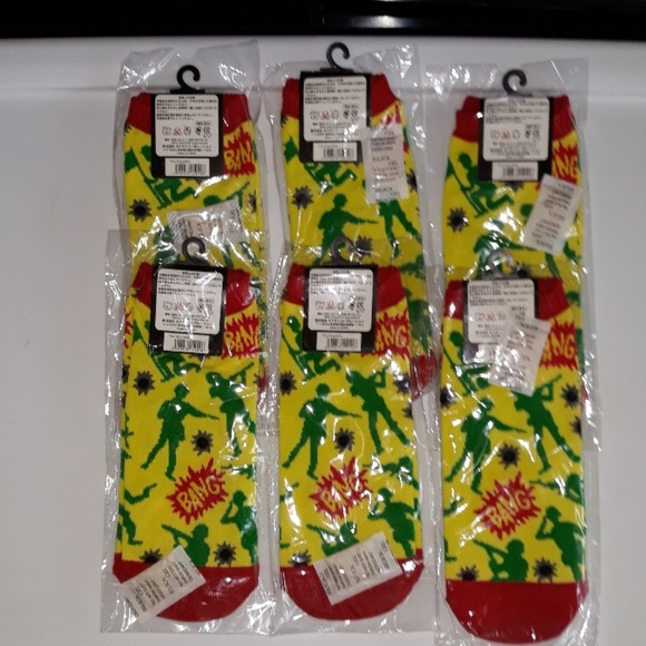 6 pack Army Men Toy Soldier Women ankle socks no show yellow green red Bang Bin1 - Picture 2 of 3